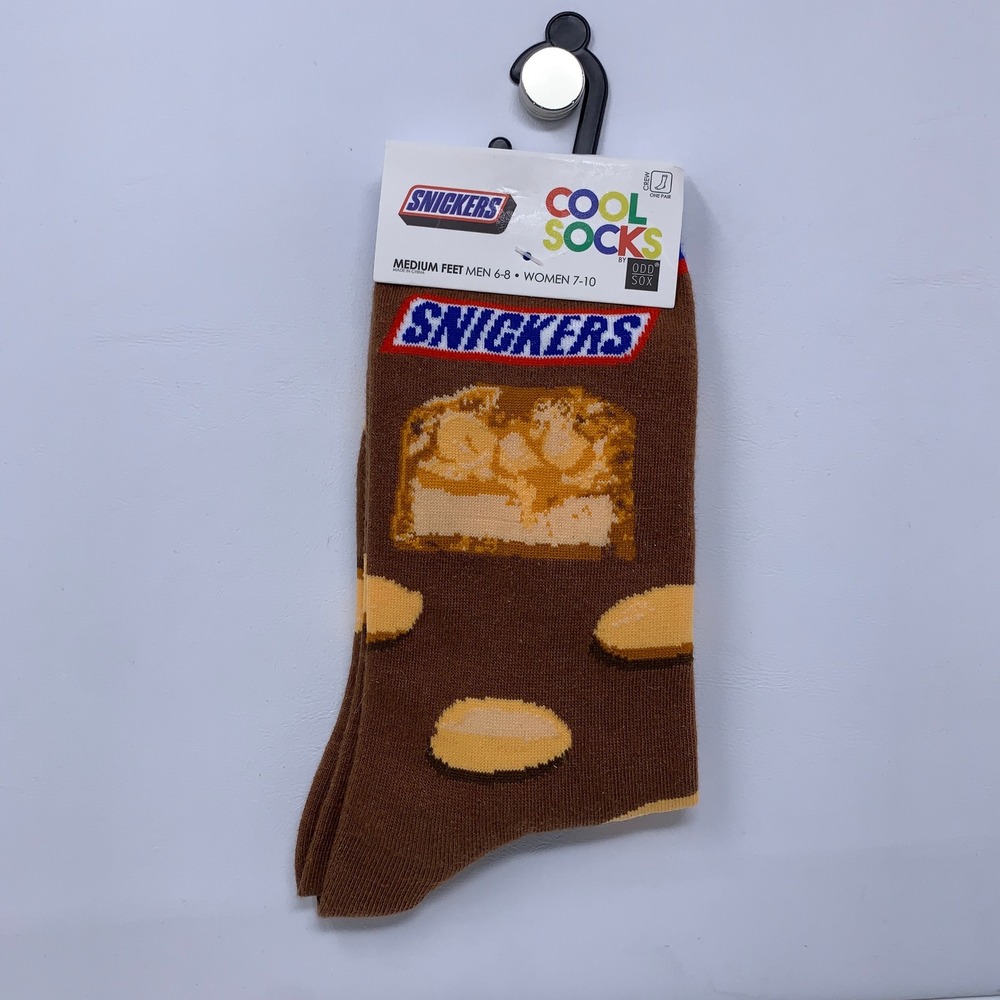 Odd Sox Unisex Medium Brown Snickers Candy Bar Logo Crew Socks NWT